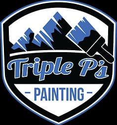 Logo for Triple P's Painting, a painting company in Kingsport, Tennessee. The image shows the blue Triple P's Painting shield logo with mountains and a paintbrush.