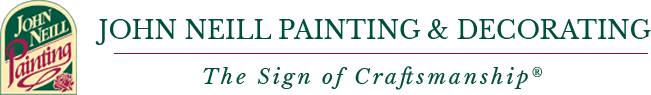 This is an image from John Neill Painting & Decorating, located in Pennsylvania. The logo for John Neill Painting & Decorating features green text with a classic serif style and the tagline ‘The Sign of Craftsmanship’ beneath the company name.