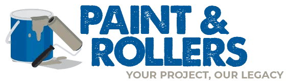 This is an image from Paint & Rollers, located in Ohio. The logo for Paint & Rollers features bold blue lettering with a paint bucket and roller graphic, representing professional residential and commercial painting services