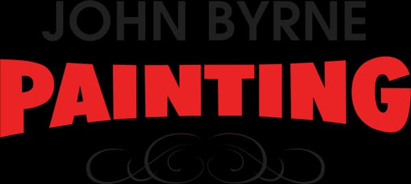 This is an image from John Byrne Painting, located in Pennsylvania. The logo for John Byrne Painting features bold white text on a black background with a red horizontal bar and decorative swirl elements.