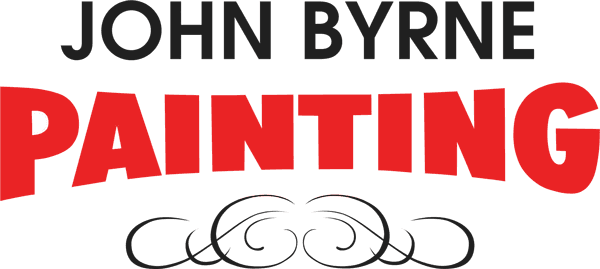 This is an image from John Byrne Painting, located in Pennsylvania. The logo for John Byrne Painting features bold white text on a black background with a red horizontal bar and decorative swirl elements.