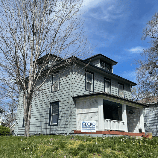 White Chooz Painters logo with blue background placeholder for paintig company logos