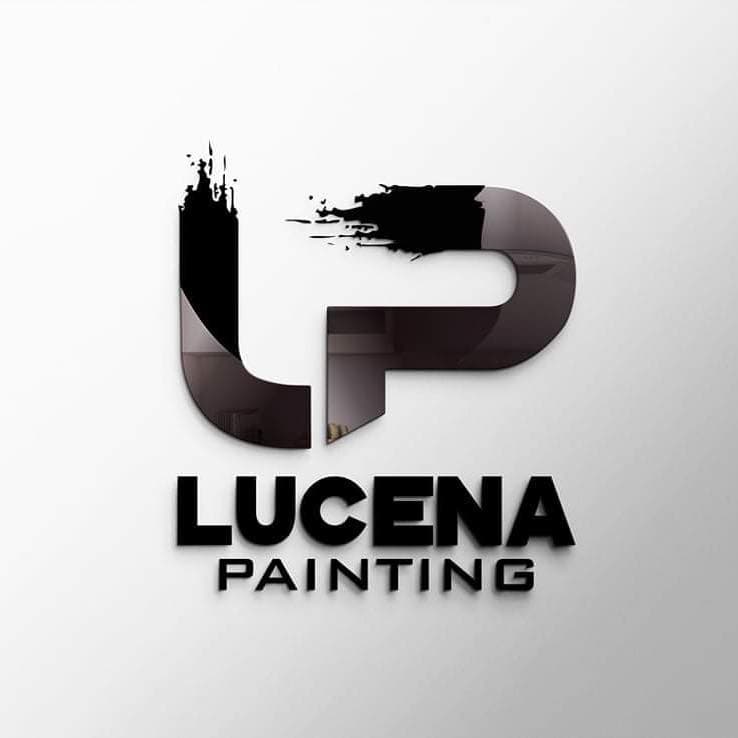 Logo of Lucena Painting, showing a modern black "LP" design with a paint stroke effect, representing a professional painting company.