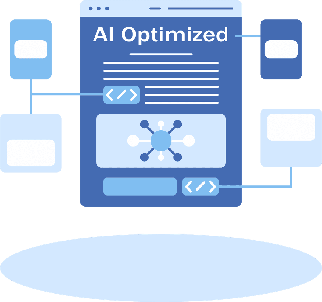 Illustration of business credibility and operations dashboard with website, checklist, calendar, video content, and customer messages