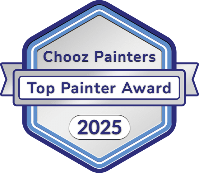Icon of a painter's tool kit inside a hexagon badge, representing an online platform to find local painting contractors